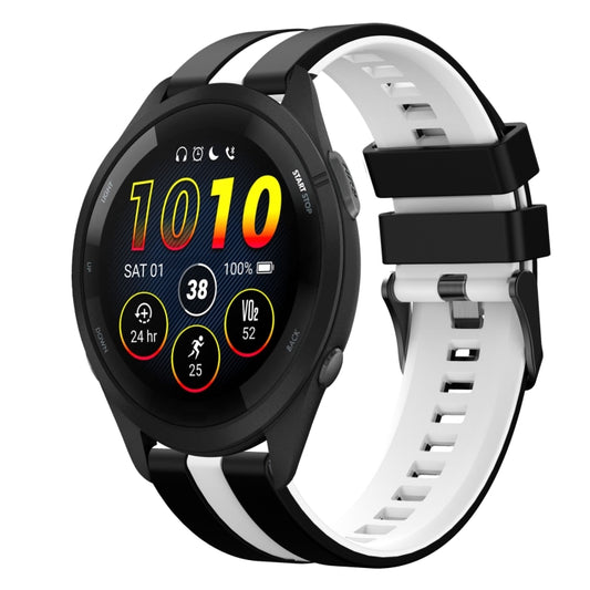 For Garmin Forerunner 265 Music 22mm Two Color Sports Silicone Watch Band(Black+White) by bashfashion