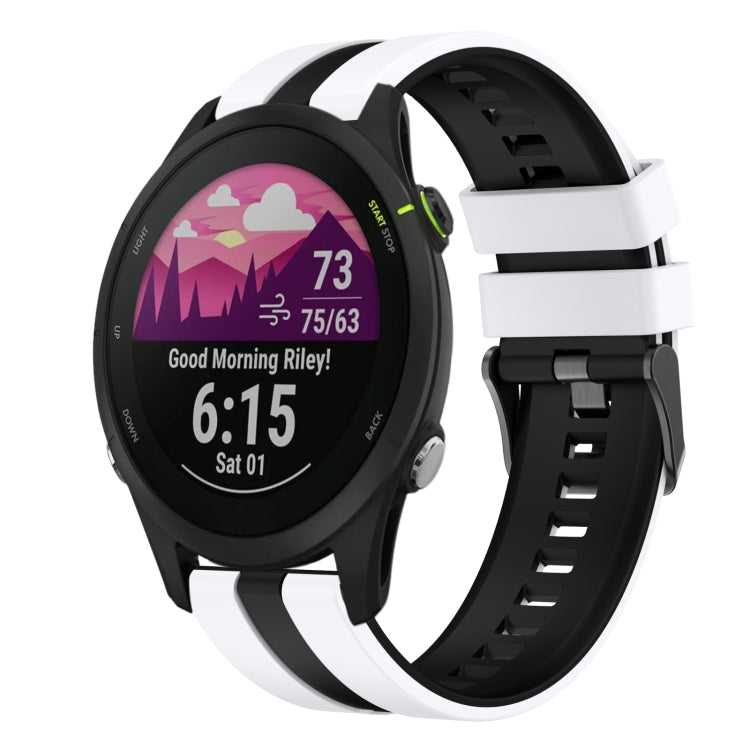 For Garmin Forerunner 255 Music 22mm Two Color Sports Silicone Watch Band(White+Black) by bashfashion
