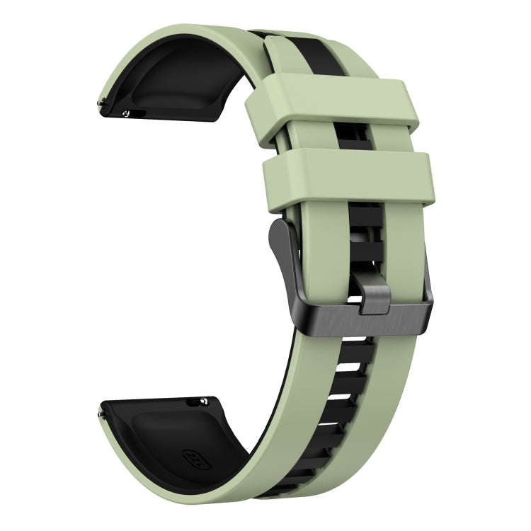 For Garmin Forerunner 255 Music 22mm Two Color Sports Silicone Watch Band(Light Green+Black) by bashfashion