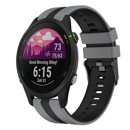 For Garmin Forerunner 255 Music 22mm Two Color Sports Silicone Watch Band(Grey+Black) by bashfashion