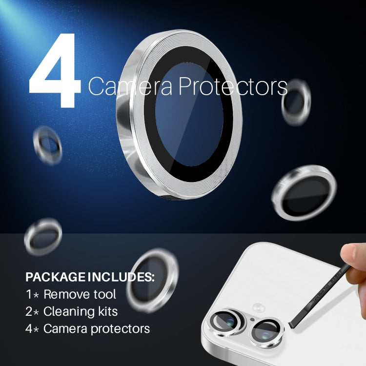 For iPhone 16 / 16 Plus NORTHJO 2 Sets 4pcs Camera Lens Protector Cover Metal Ring Film(Silver) by NORTHJO