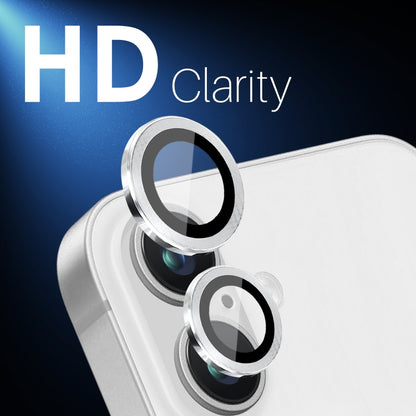 For iPhone 16 / 16 Plus NORTHJO 2 Sets 4pcs Camera Lens Protector Cover Metal Ring Film(Silver) by NORTHJO