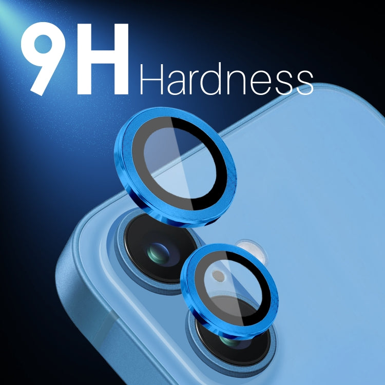 For iPhone 16 / 16 Plus NORTHJO 2 Sets 4pcs Camera Lens Protector Cover Metal Ring Film(Blue) by NORTHJO
