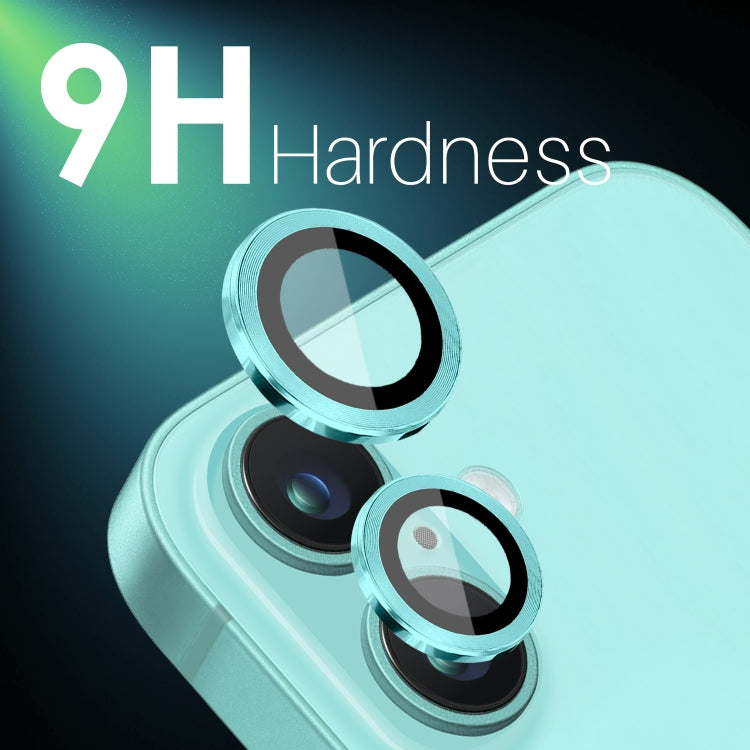 For iPhone 16 / 16 Plus NORTHJO 2 Sets 4pcs Camera Lens Protector Cover Metal Ring Film(Cyan) by NORTHJO