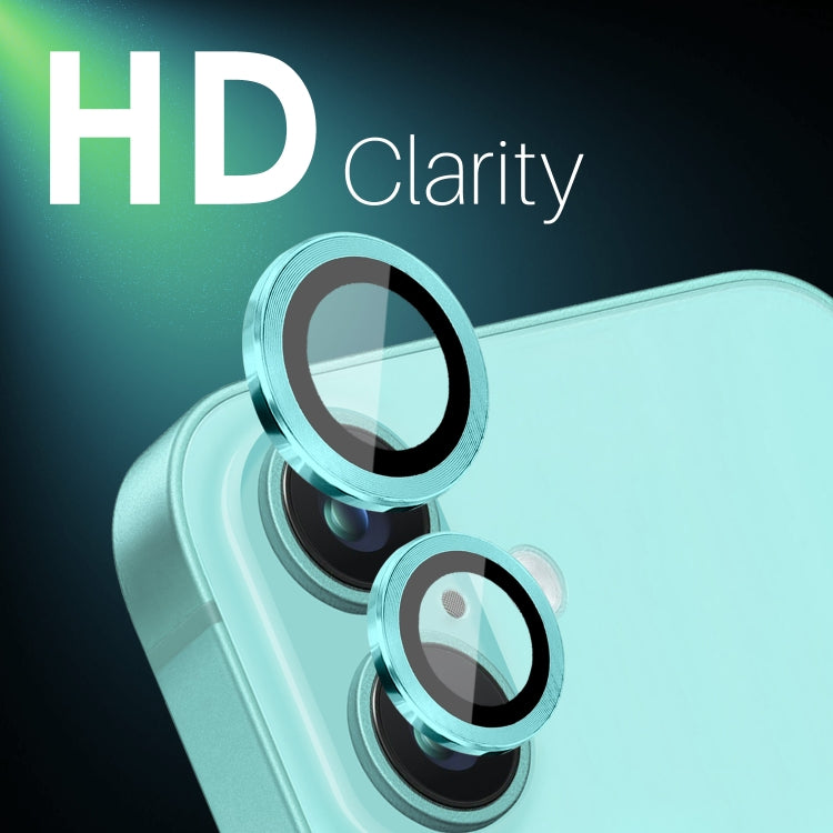 For iPhone 16 / 16 Plus NORTHJO 2 Sets 4pcs Camera Lens Protector Cover Metal Ring Film(Cyan) by NORTHJO