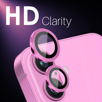 For iPhone 16 / 16 Plus NORTHJO 2 Sets 4pcs Camera Lens Protector Cover Metal Ring Film(Rose) by NORTHJO