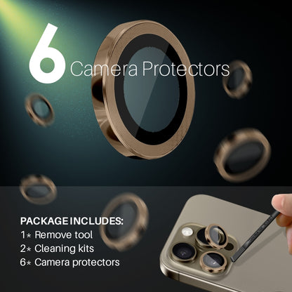 For iPhone 16 Pro / Pro Max NORTHJO 2 Sets 6pcs Camera Lens Protector Cover Metal Ring Film(Brown) by NORTHJO