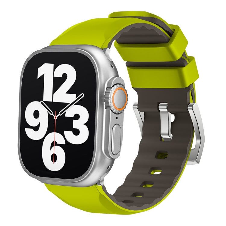 For Apple Watch Ultra 2 49mm Two-Color Silicone Watch Band(Fluorescent Green) by bashfashion