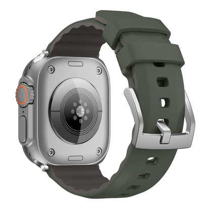 For Apple Watch Ultra 49mm Two-Color Silicone Watch Band(Dark Green) by bashfashion
