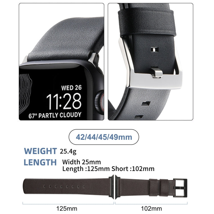 For Apple Watch Series 9 41mm Genuine Leather Hybrid Silicone Watch Band(Black Black Buckle) by bashfashion
