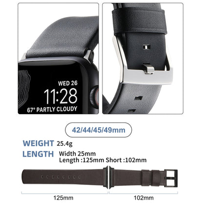 For Apple Watch Ultra 2 49mm Genuine Leather Hybrid Silicone Watch Band(Black Black Buckle) by bashfashion