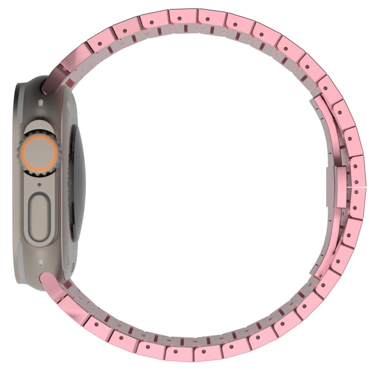 For Apple Watch Ultra 2 49mm One-bead Paint Alloy Butterfly Buckle Watch Band(Pink) by bashfashion