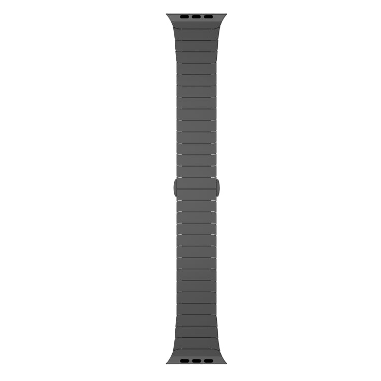 For Apple Watch Ultra 49mm One-bead Paint Alloy Butterfly Buckle Watch Band(Black) by bashfashion