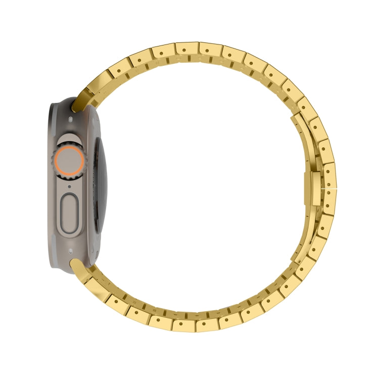 For Apple Watch Ultra 49mm One-bead Paint Alloy Butterfly Buckle Watch Band(Gold) by bashfashion