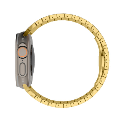 For Apple Watch Ultra 49mm One-bead Paint Alloy Butterfly Buckle Watch Band(Gold) by bashfashion