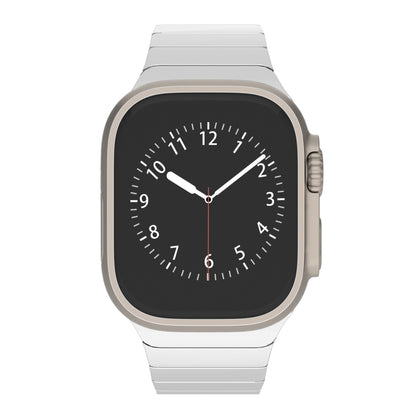 For Apple Watch Series 8 45mm One-bead Paint Alloy Butterfly Buckle Watch Band(Silver) by bashfashion