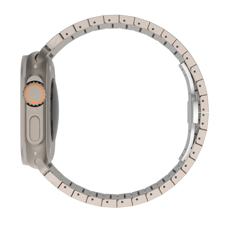 For Apple Watch Series 8 45mm One-bead Paint Alloy Butterfly Buckle Watch Band(Titanium Color) by bashfashion