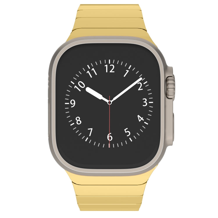 For Apple Watch Series 8 45mm One-bead Paint Alloy Butterfly Buckle Watch Band(Gold) by bashfashion