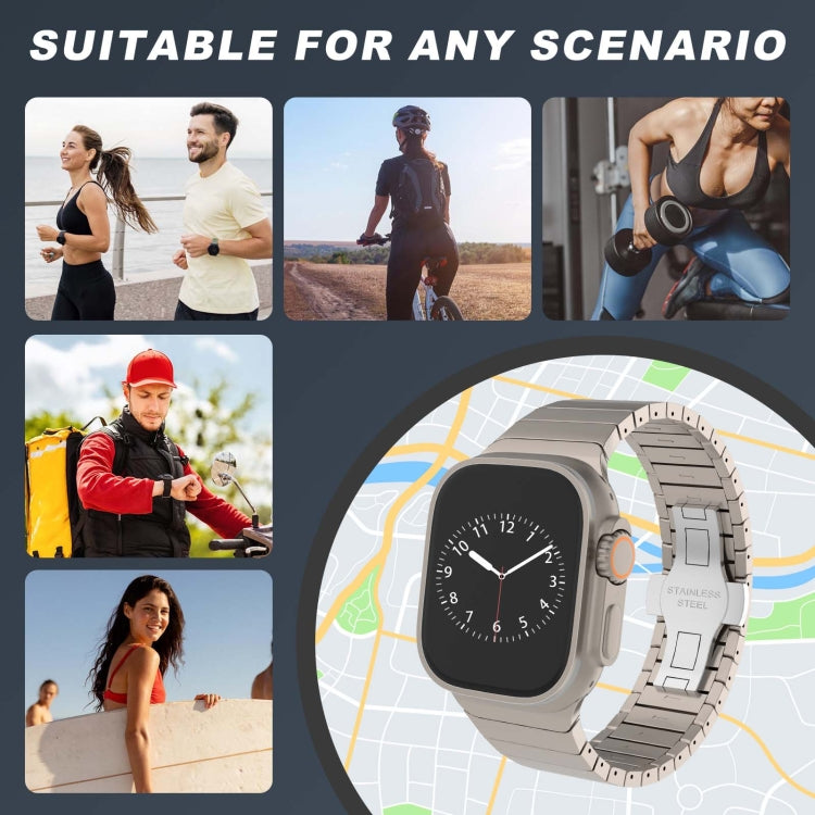 For Apple Watch Series 8 45mm One-bead Paint Alloy Butterfly Buckle Watch Band(Gold) by bashfashion