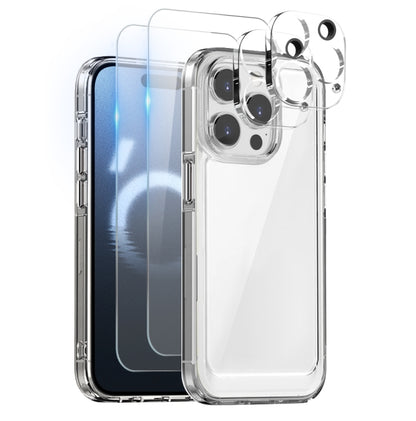 For iPhone 16 Pro NORTHJO 5 in 1 Clear Phone Case with 2pcs Screen Film + 2pcs Camera Lens Film by NORTHJO