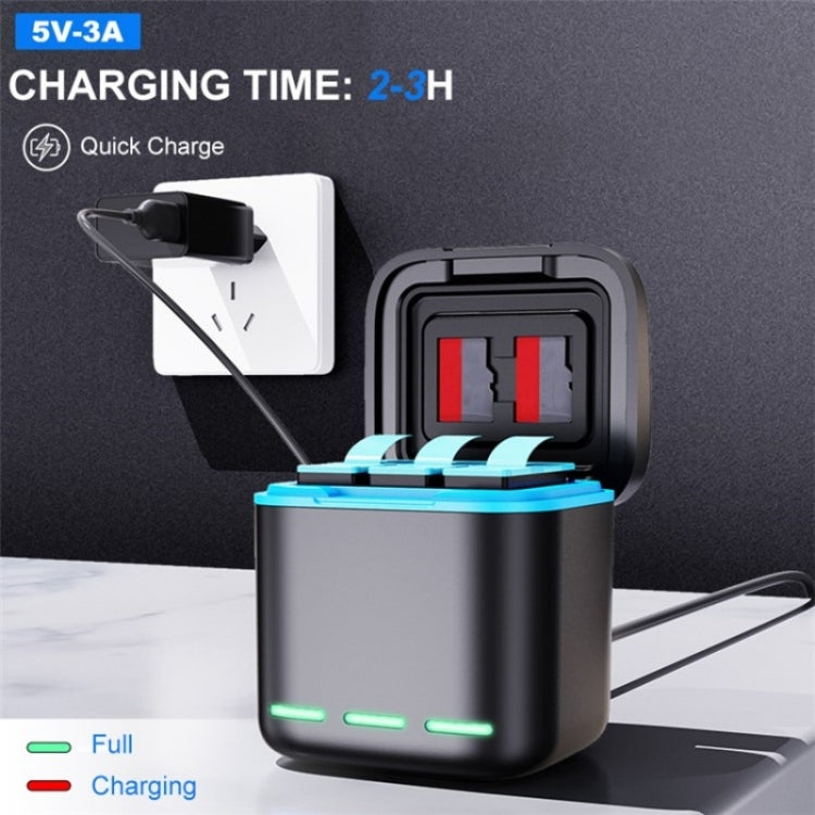 GP-810 Rechargeable 3-Battery Charger Station Storage Case for GoPro HERO5 /6 /7 /8 by bashfashion