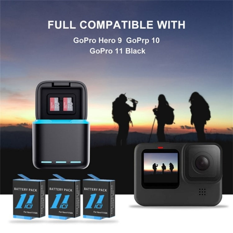 GP-910 3-Battery Charging Box Storage Case For GoPro HERO12 Black /11 Black /10 Black /9 Black by bashfashion