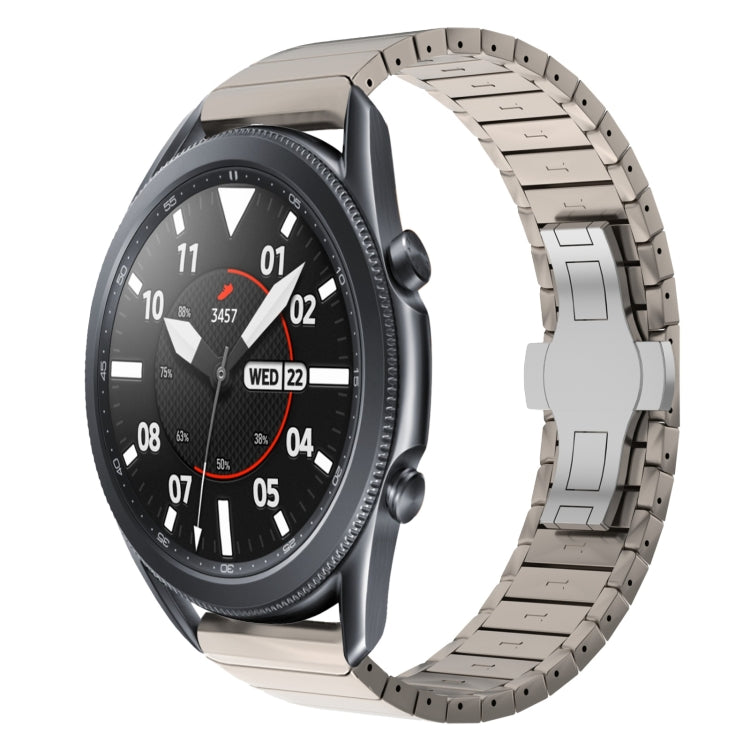 For Samsung Galaxy Watch3 45mm 22mm One Bead Paint Butterfly Buckle Alloy Watch Band(Titanium Color) by bashfashion