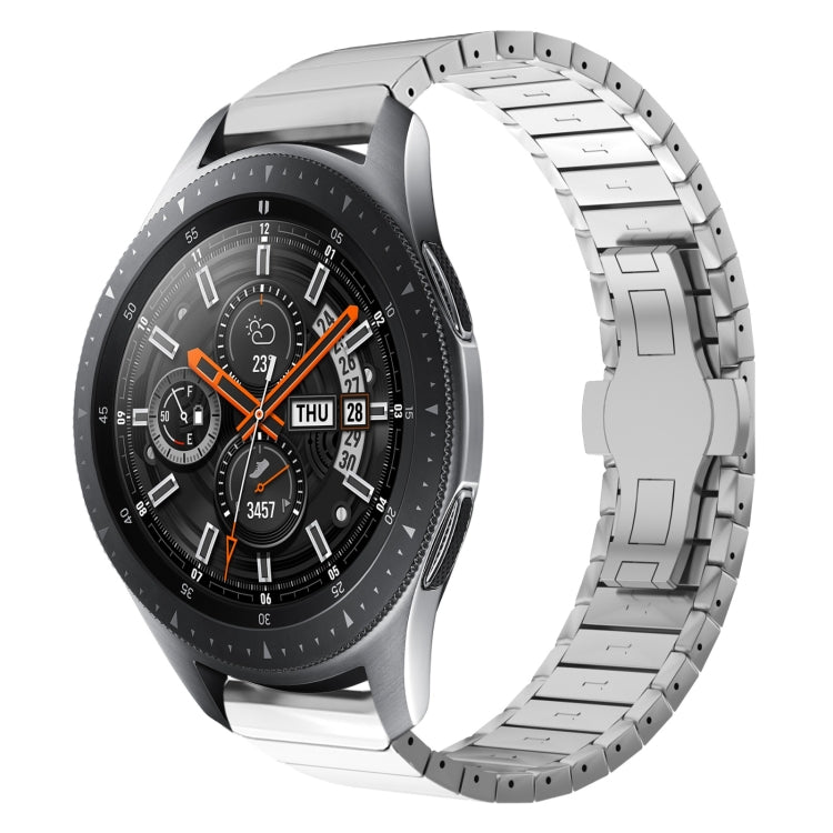 For Samsung Galaxy Watch 46mm 22mm One Bead Paint Butterfly Buckle Alloy Watch Band(Silver) by bashfashion