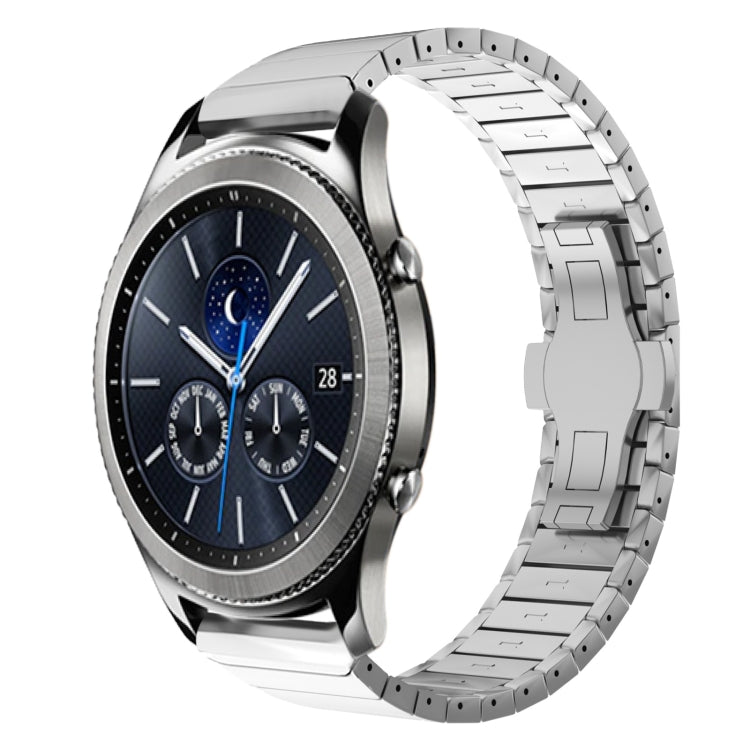 For Samsung Galaxy Watch Gear S3 Classic 22mm One Bead Paint Butterfly Buckle Alloy Watch Band(Silver) by bashfashion