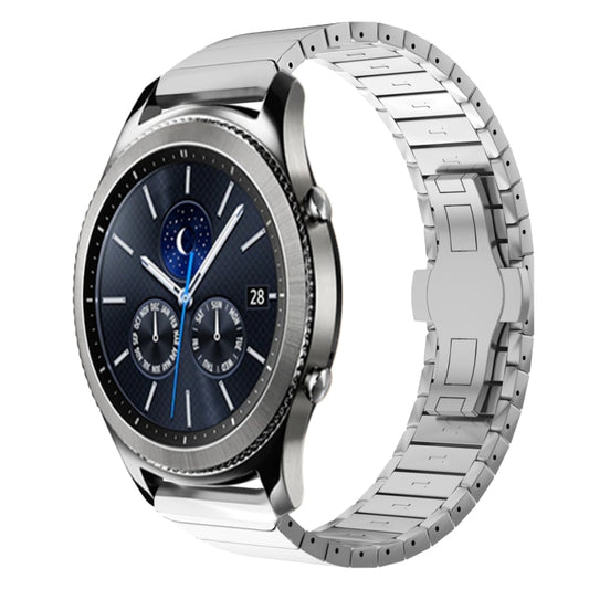 For Samsung Galaxy Watch Gear S3 Classic 22mm One Bead Paint Butterfly Buckle Alloy Watch Band(Silver) by bashfashion