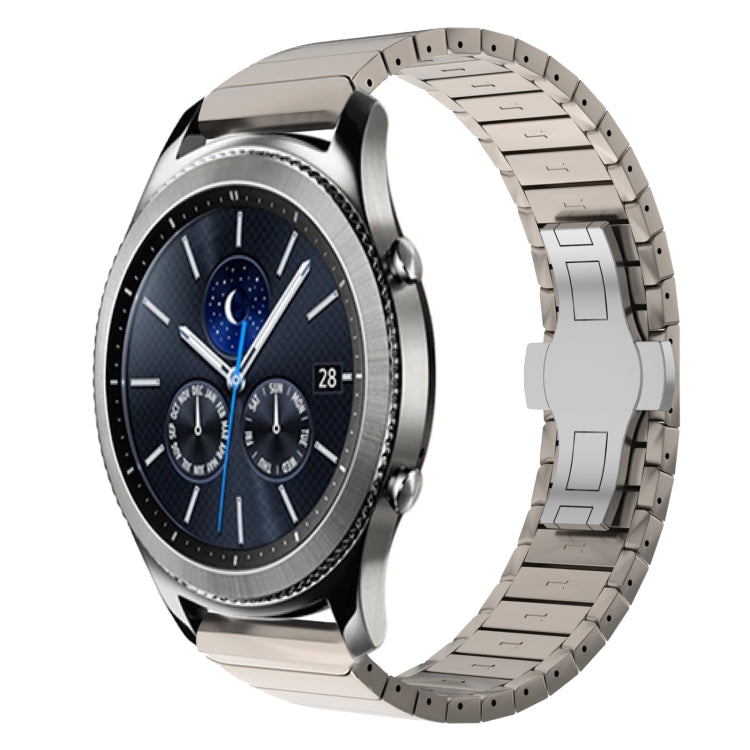 For Samsung Galaxy Watch Gear S3 Classic 22mm One Bead Paint Butterfly Buckle Alloy Watch Band(Titanium Color) by bashfashion
