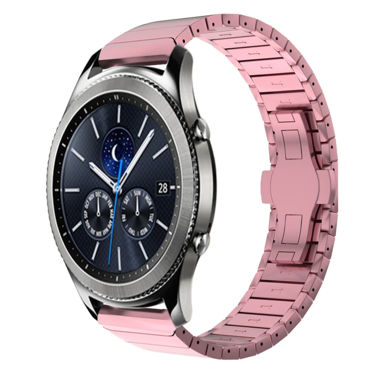 For Samsung Galaxy Watch Gear S3 Classic 22mm One Bead Paint Butterfly Buckle Alloy Watch Band(Pink) by bashfashion