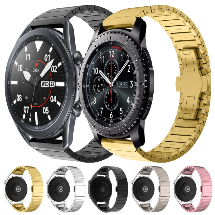 For Samsung Galaxy Watch Gear S3 Classic 22mm One Bead Paint Butterfly Buckle Alloy Watch Band(Titanium Color) by bashfashion