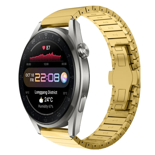 For Huawei Watch3 Pro New 22mm One Bead Paint Butterfly Buckle Alloy Watch Band(Gold) by bashfashion