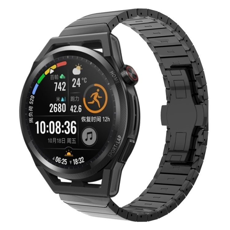 For Huawei Watch GT Runner 22mm One Bead Paint Butterfly Buckle Alloy Watch Band(Black) by bashfashion