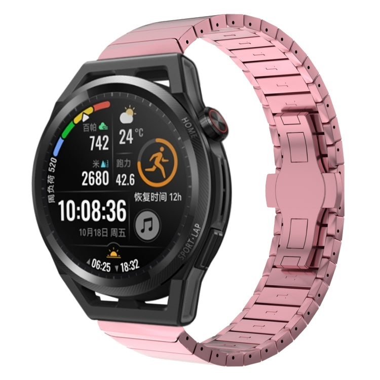 For Huawei Watch GT Runner 22mm One Bead Paint Butterfly Buckle Alloy Watch Band(Pink) by bashfashion
