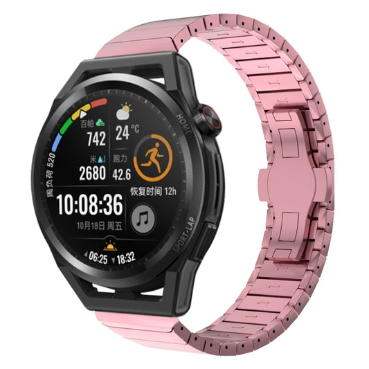 For Huawei Watch GT Runner 22mm One Bead Paint Butterfly Buckle Alloy Watch Band(Pink) by bashfashion