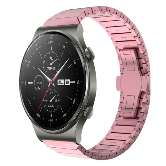 For Huawei Watch GT2 Pro 22mm One Bead Paint Butterfly Buckle Alloy Watch Band(Pink) by bashfashion