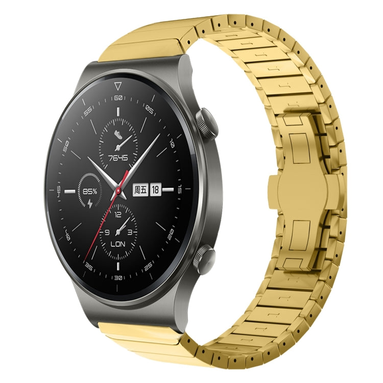 For Huawei Watch GT2 Pro 22mm One Bead Paint Butterfly Buckle Alloy Watch Band(Gold) by bashfashion