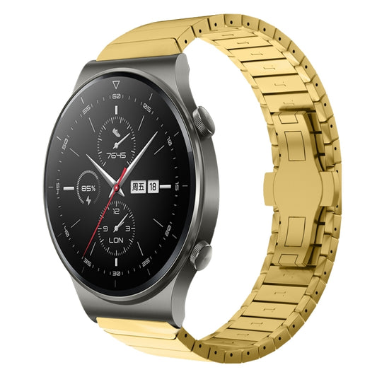For Huawei Watch GT2 Pro 22mm One Bead Paint Butterfly Buckle Alloy Watch Band(Gold) by bashfashion
