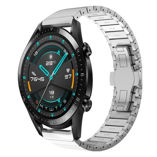 For Huawei Watch GT2 46mm 22mm One Bead Paint Butterfly Buckle Alloy Watch Band(Silver) by bashfashion