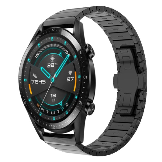 For Huawei Watch GT2 46mm 22mm One Bead Paint Butterfly Buckle Alloy Watch Band(Black) by bashfashion