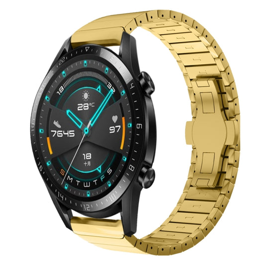 For Huawei Watch GT2 46mm 22mm One Bead Paint Butterfly Buckle Alloy Watch Band(Gold) by bashfashion