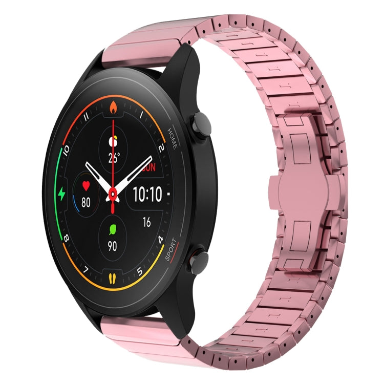 For Xiaomi Watch S1 Pro 22mm One Bead Paint Butterfly Buckle Alloy Watch Band(Pink) by bashfashion