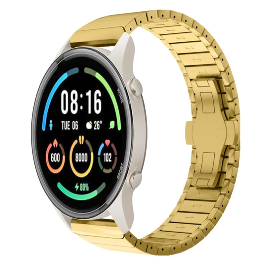 For Xiaomi Watch Sport 22mm One Bead Paint Butterfly Buckle Alloy Watch Band(Gold) by bashfashion