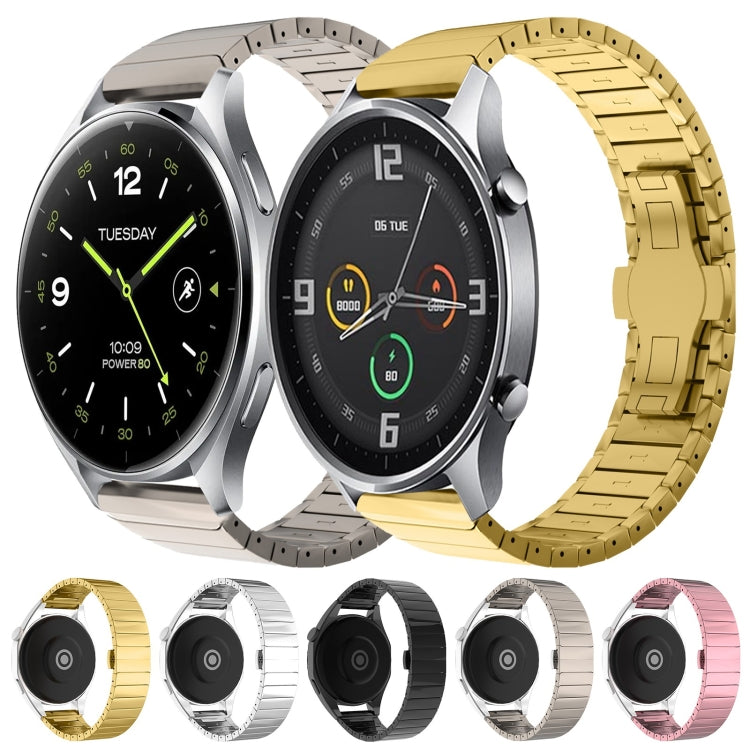 For Xiaomi Watch S1 Pro 22mm One Bead Paint Butterfly Buckle Alloy Watch Band(Black) by bashfashion