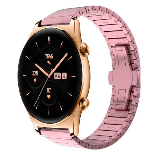 For Honor Watch GS 3 22mm One Bead Paint Butterfly Buckle Alloy Watch Band(Pink) by bashfashion