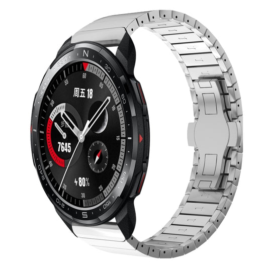 For Honor Watch GS Pro 22mm One Bead Paint Butterfly Buckle Alloy Watch Band(Silver) by bashfashion