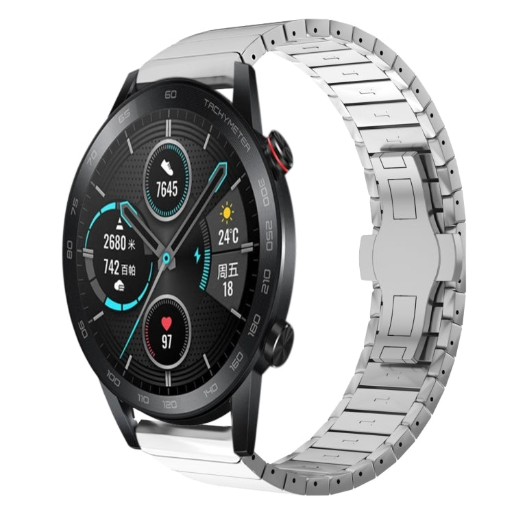 For Honor Magic Watch2 46mm 22mm One Bead Paint Butterfly Buckle Alloy Watch Band(Silver) by bashfashion