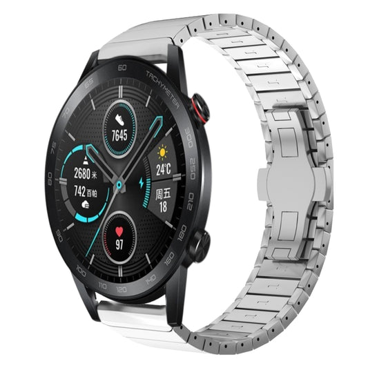 For Honor Magic Watch2 46mm 22mm One Bead Paint Butterfly Buckle Alloy Watch Band(Silver) by bashfashion